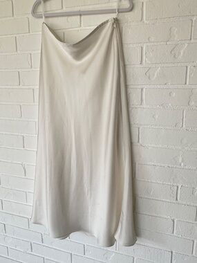 ANTONIO MELANI Satin Bias Midi Skirt Cream Size 12